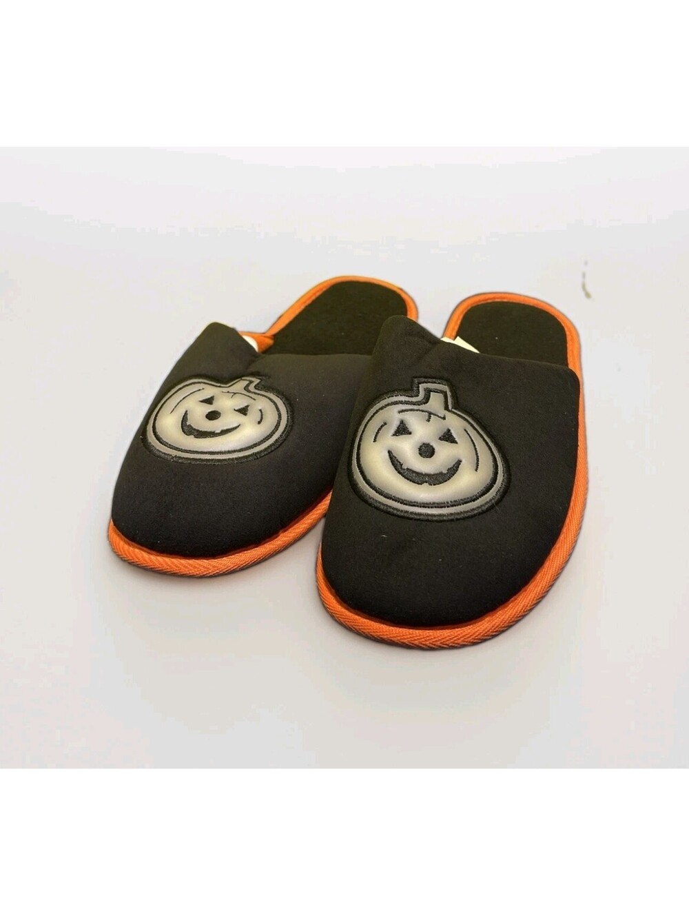 Halloween Pumpkin Glow In Dark Slippers Unisex Adult Memory Foam House Shoes 7-8